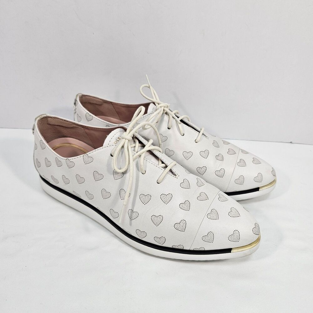 Cole Haan x Rodarte Grand Ambition Perforated Heart Lace Up Shoes White Size 8.5